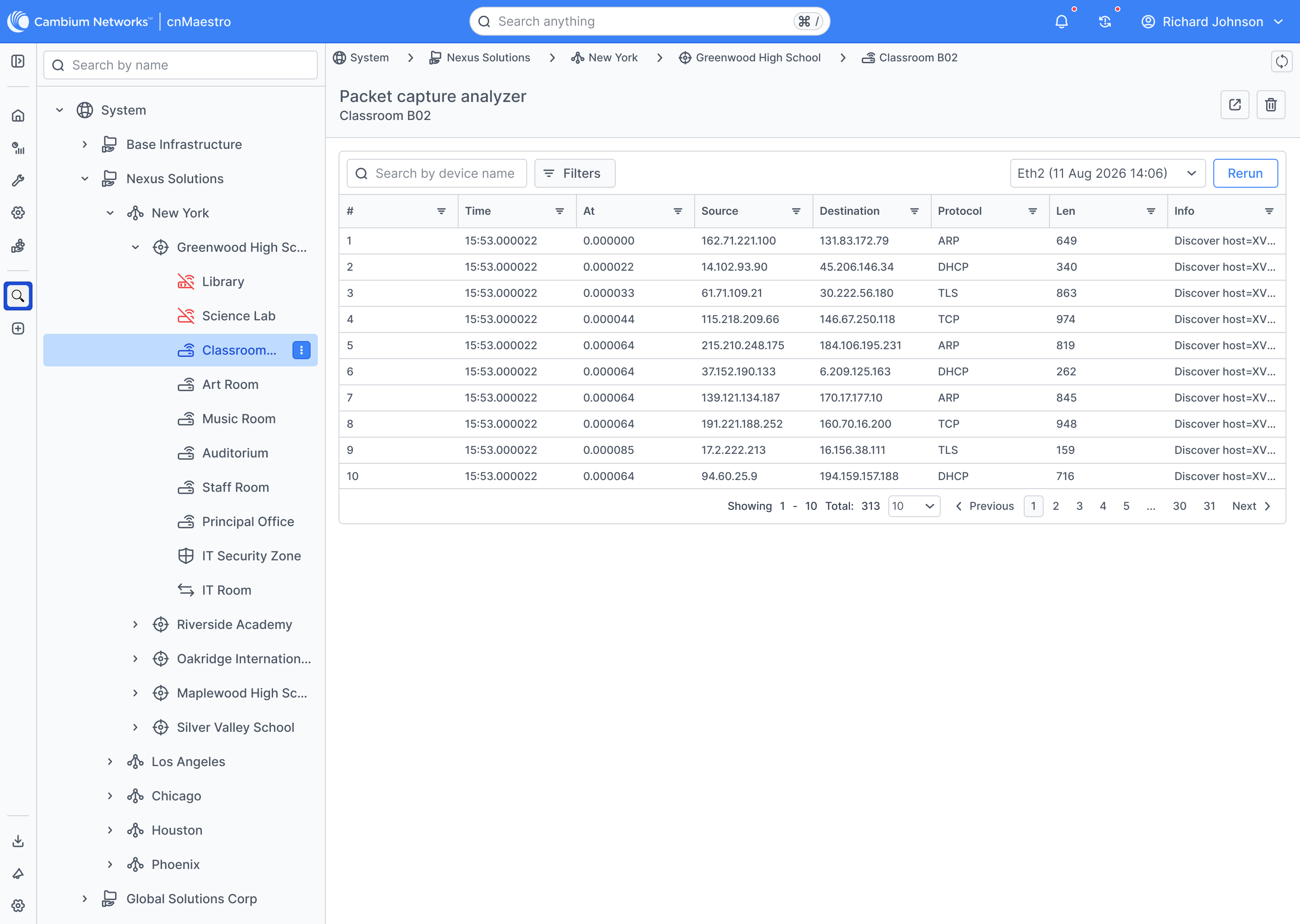 Live Cloud Packet Inspection Console